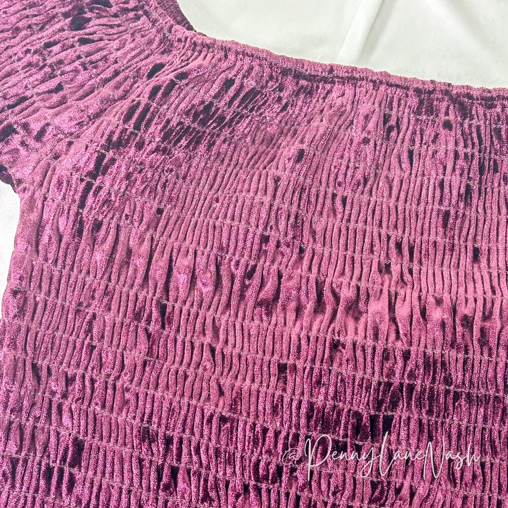 Molly Green Smocked Off The Shoulder Crop Top - Picture 3 of 7